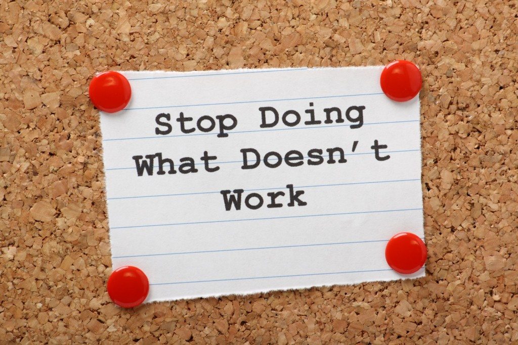 Stop Doing What Doesn't work on a cork notice board