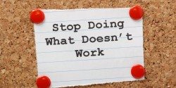 Stop Doing What Doesn't work on a cork notice board