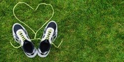 Sneakers on grass with heart